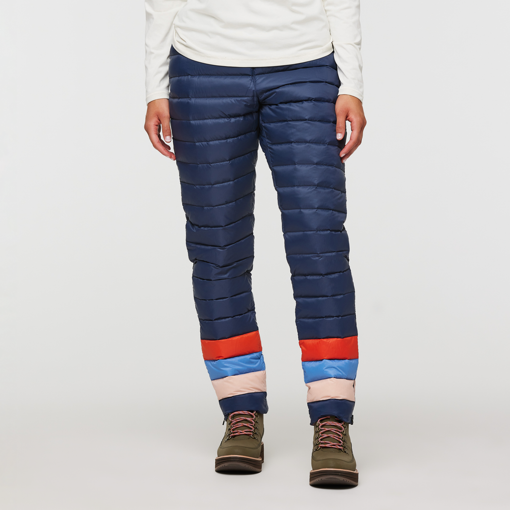 Fuego Down Pant - Women's, Ink Stripes, Model London
